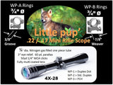 Baby Redfield replacement WP-1A  3/4" WolfPup 4X Duplex Dot Scope with high rings & lens covers
