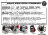 Hi Rev 53cc HuaSheng 144F-1G 4 stroke engine only.