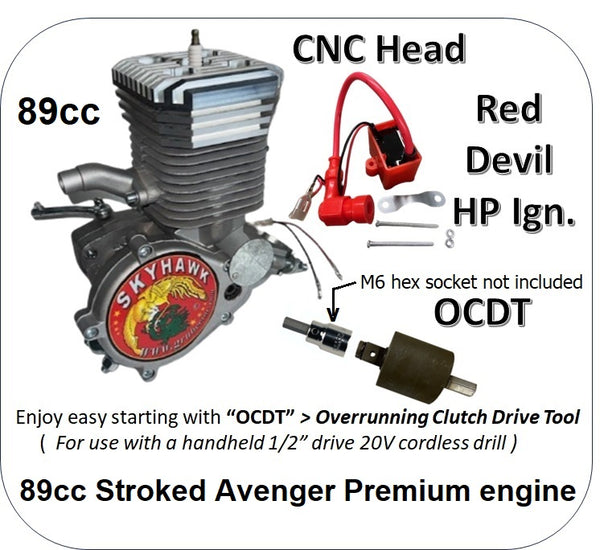 SKYHAWK STROKER AVENGER 89cc ES PREMIUM Engine ONLY w/OCDT | GruBee Inc