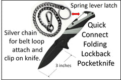 Pocket Knife with clip on chain