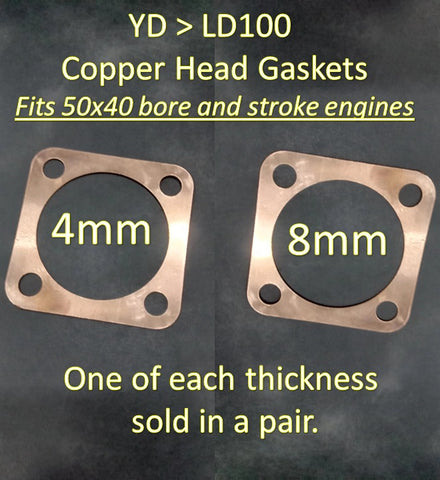 YD >LD100 set of Copper head gaskets 4mm & 8MM Thick.        FREE SHIPPING