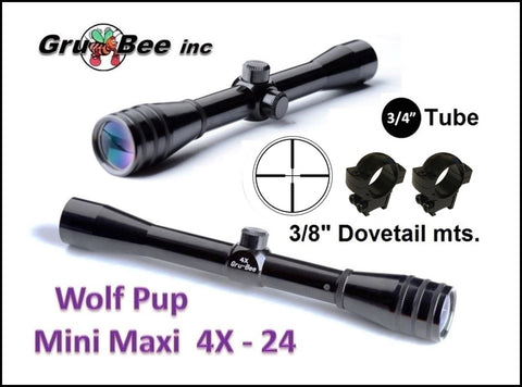 Baby Redfield replacement > WP-2A  3/4" WolfPup 4X Duplex Scope with Low Rings and lens covers