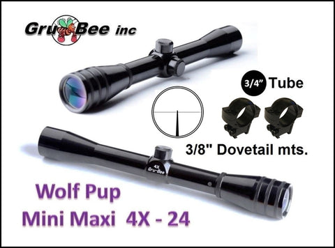 Baby Redfield Replacement > WP-3A 3/4" WolfPup 4X PCH, scope includes LOW rings and lens covers