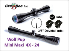 WP-3A > Baby Redfield Replacement > 3/4" WolfPup 4X PCH, scope includes LOW rings and lens covers