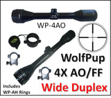 WP-4AO > Wide Duplex reticle - WolfPup 4X AO and Fast Focus > 3/4" tube