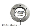 Disc brake rotor hub for 1.375-24 English threads