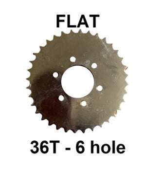 36T 6 hole Flat Sprocket for #2 HD Axle 6 hole solid hub