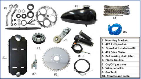 Huasheng 49/53cc 4 stroke engine Installation Kit.