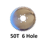50T concave 6 Hole Sprocket for #2 HD Axle 6 hole solid hub