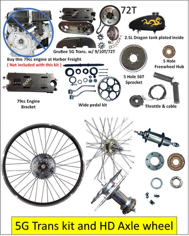 5G -72T - Belt Drive Transmission kit & HD Axle Wheel for Predator 79cc