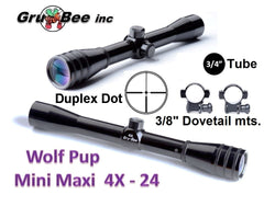 Baby Redfield replacement WP-1A  3/4" WolfPup 4X Duplex Dot Scope with high rings & lens covers