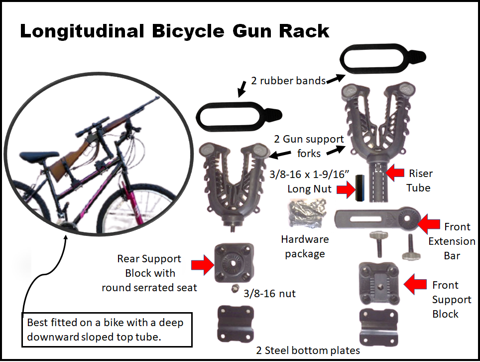 Bicycle Rifle Rack Handlebar Bicycle Longitudinal Gun Rack | Gru-Bee Inc