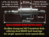 HD axle Model #1 with freewheel hub.