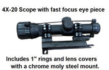 4X-20 scope and mount for SKS semi auto rifle