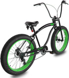 FOR SALE; Multi Speed Motorized 4" Fat Tire 26" Micargi Slugo SS 7 Speed bike, Steel frame