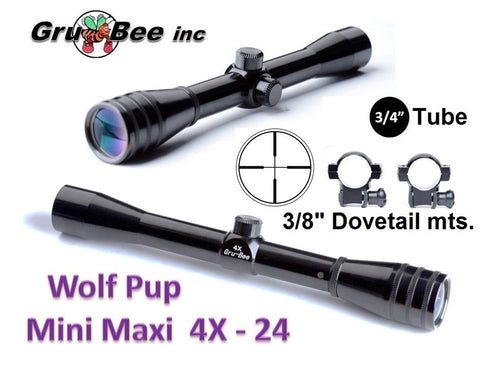 Baby Redfield Replacement > WP-4A  3/4" WolfPup 4X WIDE Duplex Scope with high rings & lens covers