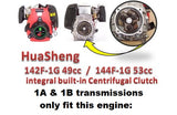 Hi Rev 53cc HuaSheng 144F-1G 4 stroke engine only.